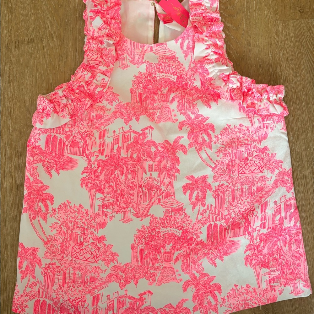 NWT: Lilly Pulitzer Pink and White Ruffle Top
